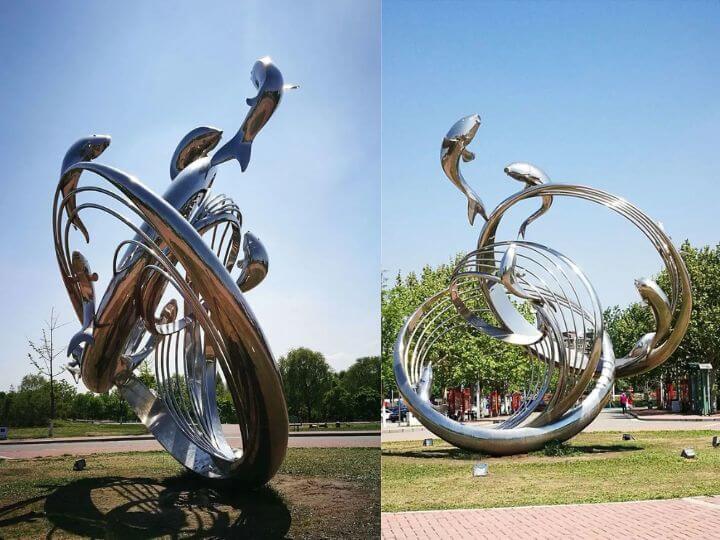 嘉興景區(qū)不銹鋼雕塑安裝完成效果圖