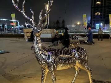 不銹鋼動(dòng)物雕塑梅花鹿