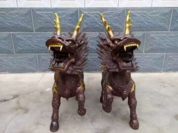 麒麟銅雕塑正面效果