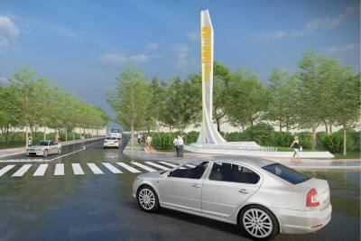 金華城市工業(yè)區(qū)不銹鋼精神堡壘雕塑