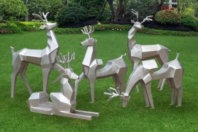 上色切面不銹鋼鹿雕塑