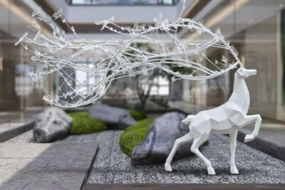 繁花大角鹿雕塑