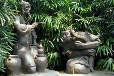 天臺市政園林寓言故事《熟能生巧》銅雕塑